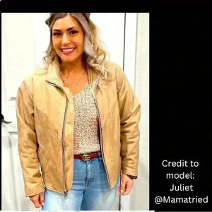 Hudson leather riding jacket vintage 80s-90’s style tan